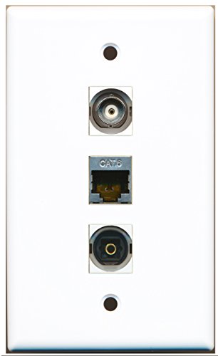 RiteAV - 1 Port Shielded Cat6 Ethernet and 1 Port Toslink and 1 Port BNC Wall Plate