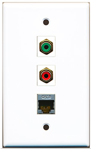 RiteAV - 1 Port RCA Red and 1 Port RCA Green and 1 Port Shielded Cat6 Ethernet Wall Plate