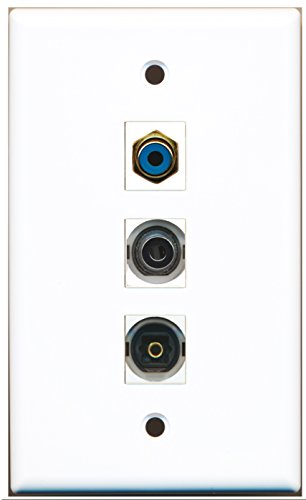RiteAV - 1 Port RCA Blue and 1 Port Toslink and 1 Port 3.5mm Wall Plate