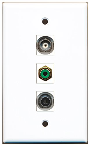 RiteAV - 1 Port RCA Green and 1 Port 3.5mm and 1 Port BNC Wall Plate