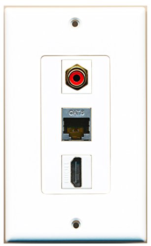RiteAV - 1 Port HDMI and 1 Port RCA Red and 1 Port Shielded Cat6 Ethernet Decorative Wall Plate Decorative