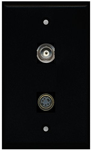 RiteAV - Black 1 Port S-Video 1 Port BNC Wall Plate