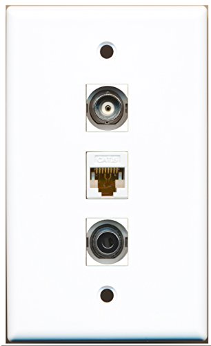 RiteAV - 1 Port 3.5mm and 1 Port BNC and 1 Port Cat6 Ethernet White Wall Plate