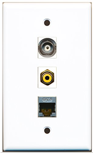 RiteAV - 1 Port RCA Yellow and 1 Port Shielded Cat6 Ethernet and 1 Port BNC Wall Plate