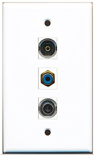 RiteAV - 1 Port RCA Blue and 1 Port Toslink and 1 Port 3.5mm Wall Plate