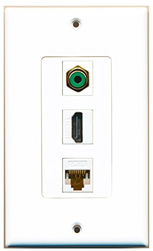 RiteAV - 1 Port HDMI and 1 Port RCA Green and 1 Port Cat6 Ethernet White Decorative Wall Plate