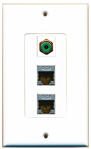 RiteAV - 1 Port RCA Green 2 Port Shielded Cat6 Ethernet Decorative Wall Plate Decorative