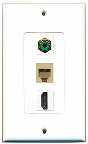 RiteAV - 1 Port HDMI and 1 Port RCA Green and 1 Port Phone RJ11 RJ12 Beige Decorative Wall Plate Decorative