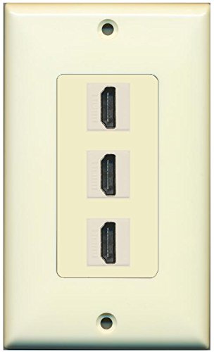 RiteAV - Beige Ivory 3 HDMI Port Wall Plate with Ivory Jacks - Decorative