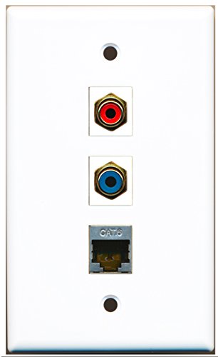 RiteAV - 1 Port RCA Red and 1 Port RCA Blue and 1 Port Shielded Cat6 Ethernet Wall Plate