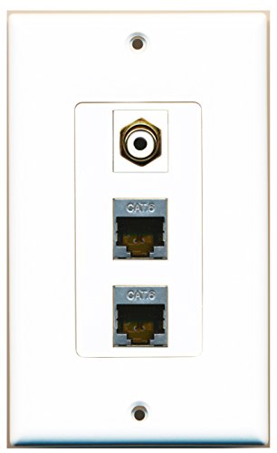 RiteAV - 1 Port RCA White 2 Port Shielded Cat6 Ethernet Decorative Wall Plate Decorative