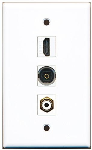 RiteAV - 1 Port HDMI and 1 Port RCA White and 1 Port Toslink Wall Plate