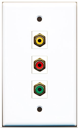 RiteAV - 1 Port RCA Red and 1 Port RCA Yellow and 1 Port RCA Green Wall Plate