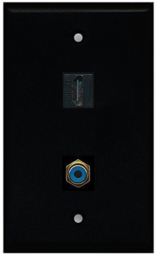 RiteAV - Black 1 Port HDMI 1 Port RCA Blue Wall Plate
