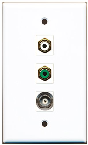 RiteAV - 1 Port RCA White and 1 Port RCA Green and 1 Port BNC Wall Plate