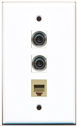 RiteAV - 1 Port Phone RJ11 RJ12 Beige 2 Port 3.5mm Wall Plate
