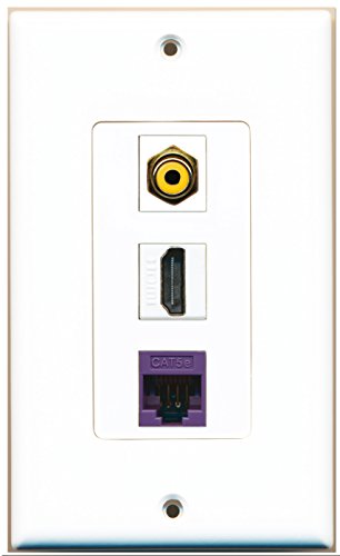 RiteAV - 1 Port HDMI 1 RCA Yellow 1 Cat5e Ethernet Purple Wall Plate Decorative