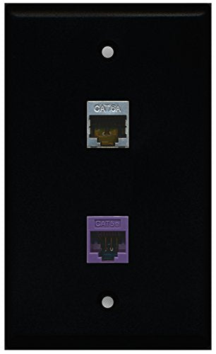 RiteAV - Black 1 Port Cat5e Ethernet Purple 1 Port Cat6a Wall Plate