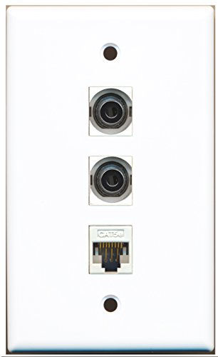 RiteAV - 2 Port 3.5mm and 1 Port Cat5e Ethernet White Wall Plate
