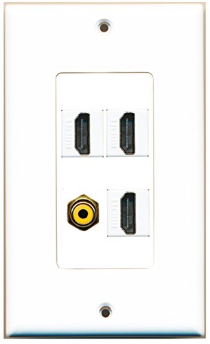RiteAV - 3 Port HDMI 1 Port RCA Yellow Wall Plate Decorative