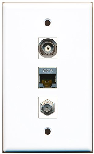 RiteAV - 1 Port Coax Cable TV- F-Type and 1 Port Shielded Cat6 Ethernet and 1 Port BNC Wall Plate