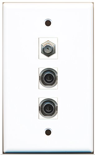 RiteAV - 1 Port Coax Cable TV- F-Type 2 Port 3.5mm Wall Plate