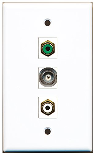 RiteAV - 1 Port RCA White and 1 Port RCA Green and 1 Port BNC Wall Plate