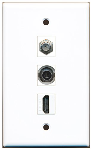 RiteAV - 1 Port HDMI and 1 Port Coax Cable TV- F-Type and 1 Port 3.5mm Wall Plate