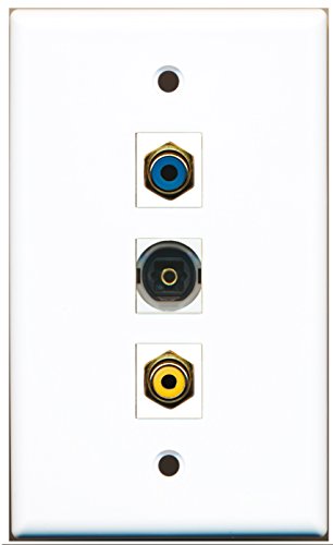 RiteAV - 1 Port RCA Yellow and 1 Port RCA Blue and 1 Port Toslink Wall Plate
