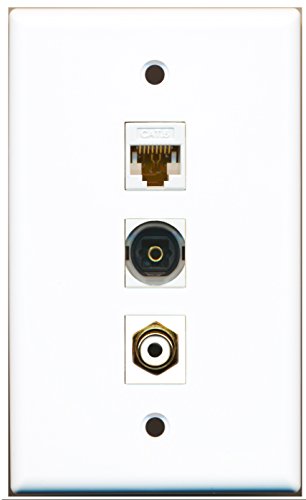 RiteAV - 1 Port RCA White and 1 Port Toslink and 1 Port Cat6 Ethernet White Wall Plate