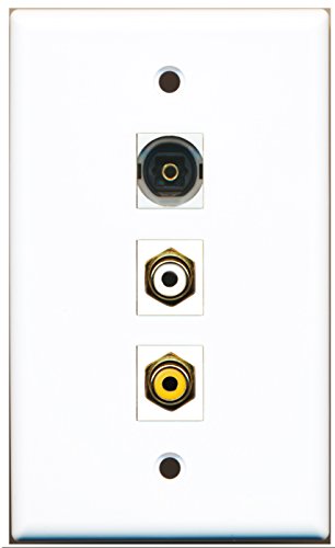 RiteAV - 1 Port RCA White and 1 Port RCA Yellow and 1 Port Toslink Wall Plate