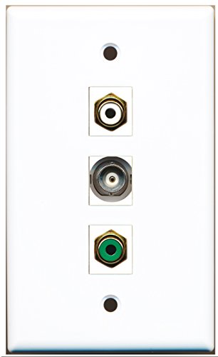 RiteAV - 1 Port RCA White and 1 Port RCA Green and 1 Port BNC Wall Plate