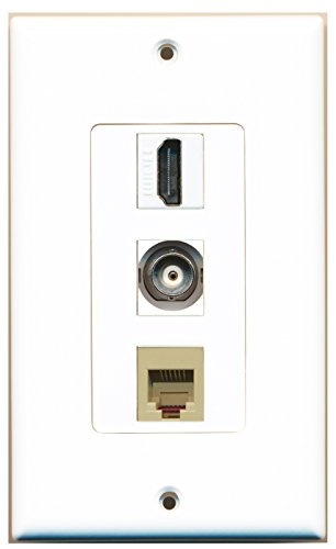 RiteAV - 1 Port HDMI and 1 Port Phone RJ11 RJ12 Beige and 1 Port BNC Decorative Wall Plate Decorative