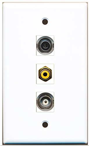 RiteAV - 1 Port RCA Yellow and 1 Port 3.5mm and 1 Port BNC Wall Plate