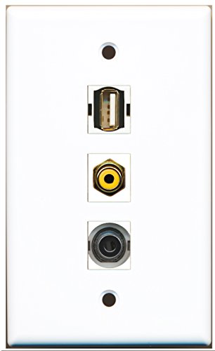 RiteAV - 1 Port RCA Yellow and 1 Port USB A-A and 1 Port 3.5mm Wall Plate