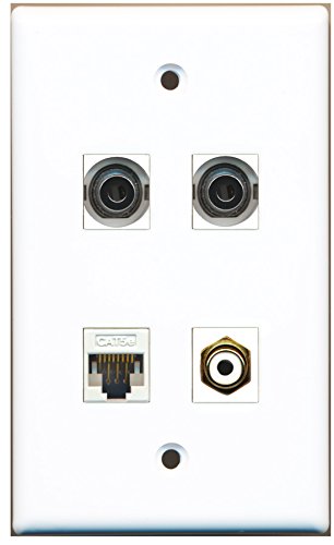 RiteAV - 1 Port RCA White 2 Port 3.5mm 1 Port Cat5e Ethernet White Wall Plate
