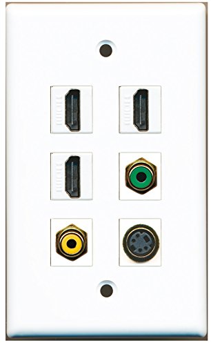 RiteAV - 3 HDMI 1 Port RCA Yellow 1 Port RCA Green 1 Port S-Video Wall Plate