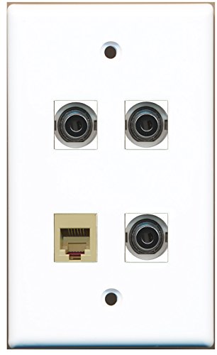 RiteAV - 1 Port Phone RJ11 RJ12 Beige 3 Port 3.5mm Wall Plate