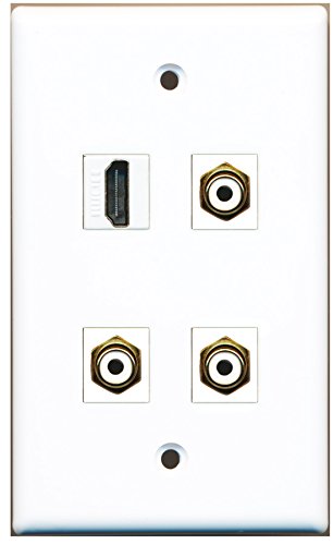 RiteAV - 1 Port HDMI 3 Port RCA White Wall Plate