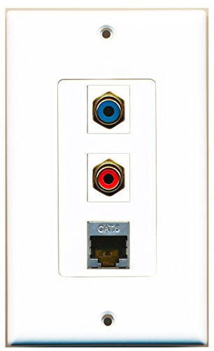 RiteAV - 1 Port RCA Red and 1 Port RCA Blue and 1 Port Shielded Cat6 Ethernet Decorative Wall Plate Decorative