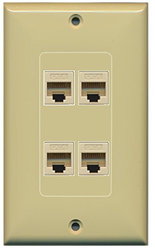 RiteAV (1 Gang Decorative) 4 Cat6 Ivory Wall Plate Ivory