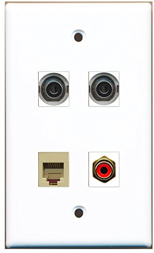 RiteAV - 1 Port RCA Red 1 Port Phone RJ11 RJ12 Beige 2 Port 3.5mm Wall Plate