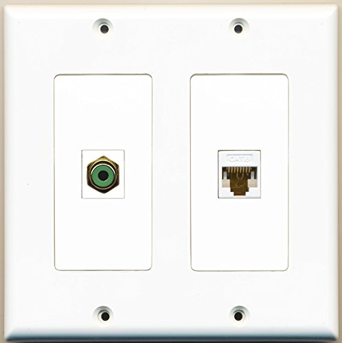 RiteAV - 1 Port RCA Green 1 Port Cat6 Ethernet White - Dual Gang Wall Plate