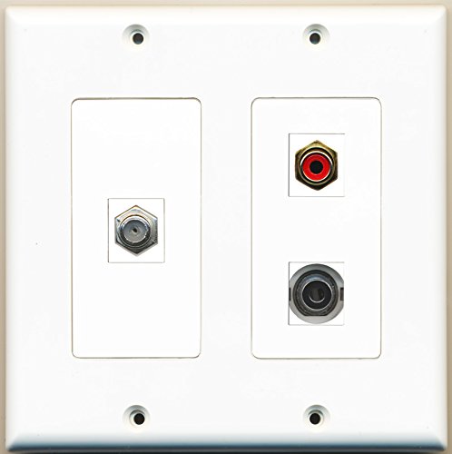 RiteAV - 1 Port RCA Red 1 Port Coax Cable TV- F-Type 1 Port 3.5mm - 2 Gang Wall Plate