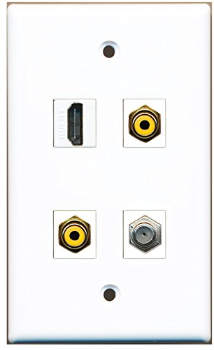 RiteAV - 1 Port HDMI 2 Port RCA Yellow 1 Port Coax Cable TV- F-Type Wall Plate