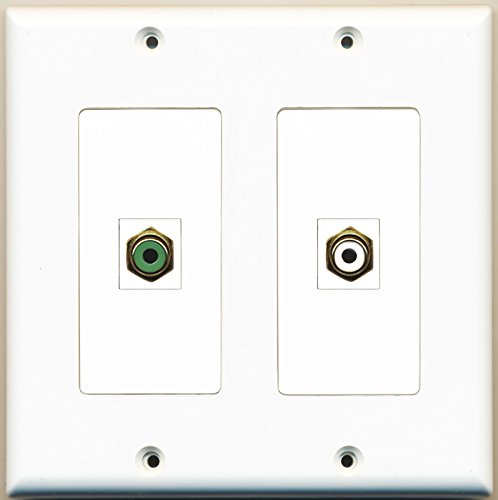 RiteAV - 1 Port RCA White 1 Port RCA Green - Dual Gang Wall Plate