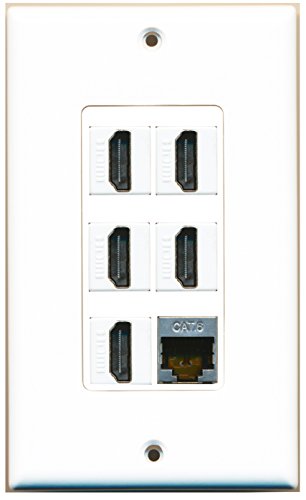 RiteAV - 5 Port HDMI 1 Shielded Cat6 Ethernet Wall Plate Decorative