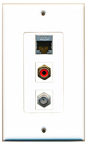 RiteAV - 1 Port RCA Red and 1 Port Coax Cable TV- F-Type and 1 Port Shielded Cat6 Ethernet Decorative Wall Plate Decorative