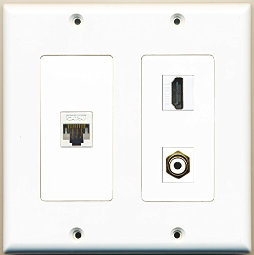 RiteAV - 1 Port HDMI 1 Port RCA White 1 Port Cat5e Ethernet White - 2 Gang Wall Plate