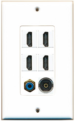 RiteAV - 4 Port HDMI 1 RCA Blue 1 Toslink Wall Plate Decorative